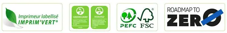 Logos relatifs aux matériaux et démarches environnementales présentés par BPM
